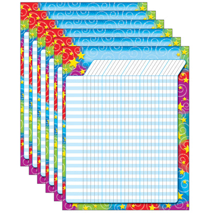 Stars 'n Swirls Incentive Chart, 17" x 22", Pack of 6