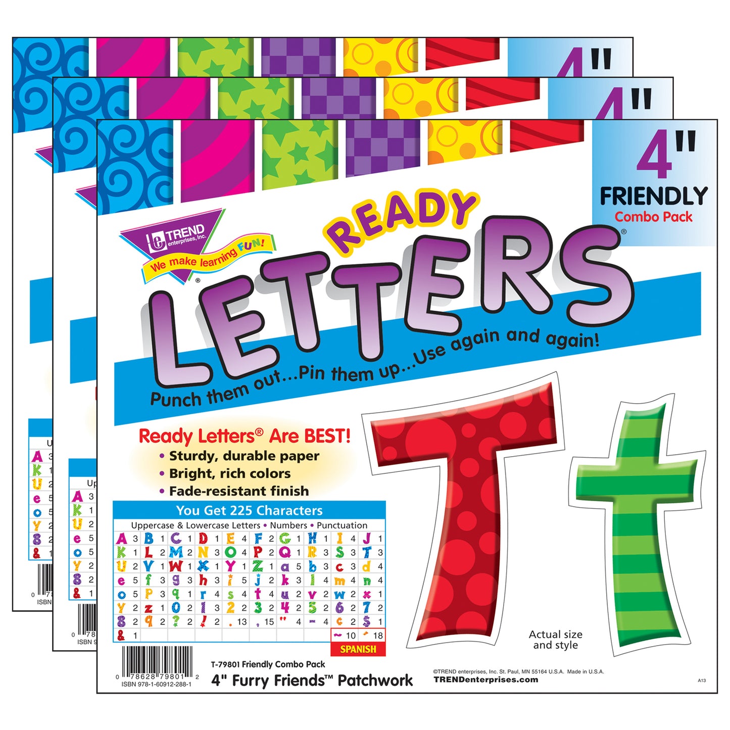 Patchwork FF 4" Friendly Combo Ready Letters®, 3 Packs