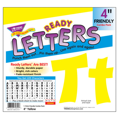 Yellow 4" Friendly Combo Ready Letters®, 3 Packs