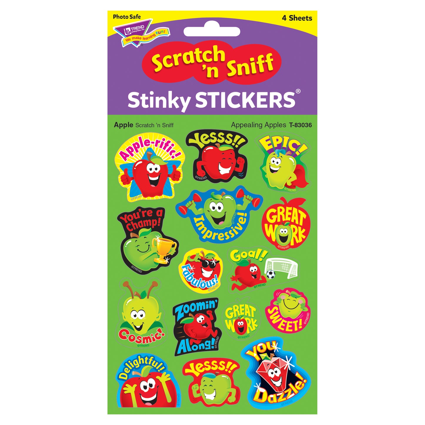 Appealing Apples/Apple Mixed Shapes Stinky Stickers®, 60 Count