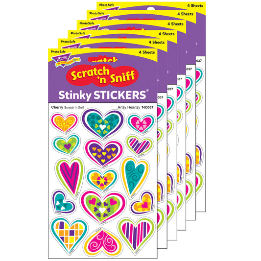 Artsy Heartsy/Cherry Mixed Shapes Stinky Stickers®, 60 Per Pack, 6 Packs