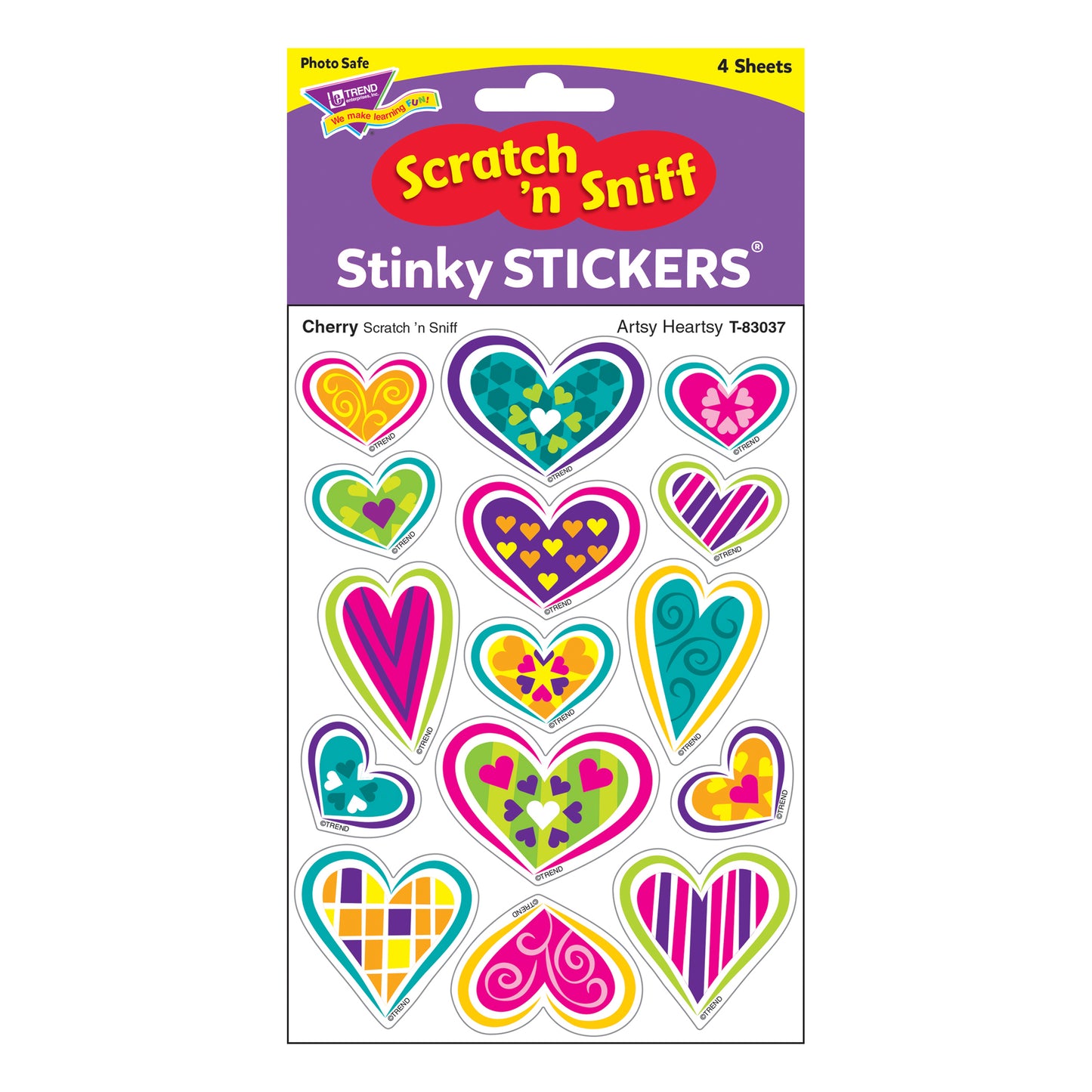 Artsy Heartsy/Cherry Mixed Shapes Stinky Stickers®, 60 Count