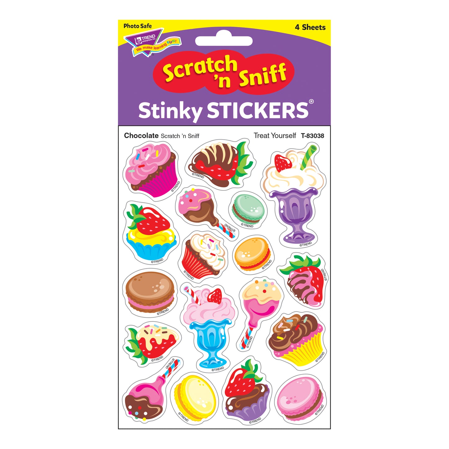 Treat Yourself/Chocolate Mixed Shapes Stinky Stickers®, 72 Per Pack, 6 Packs