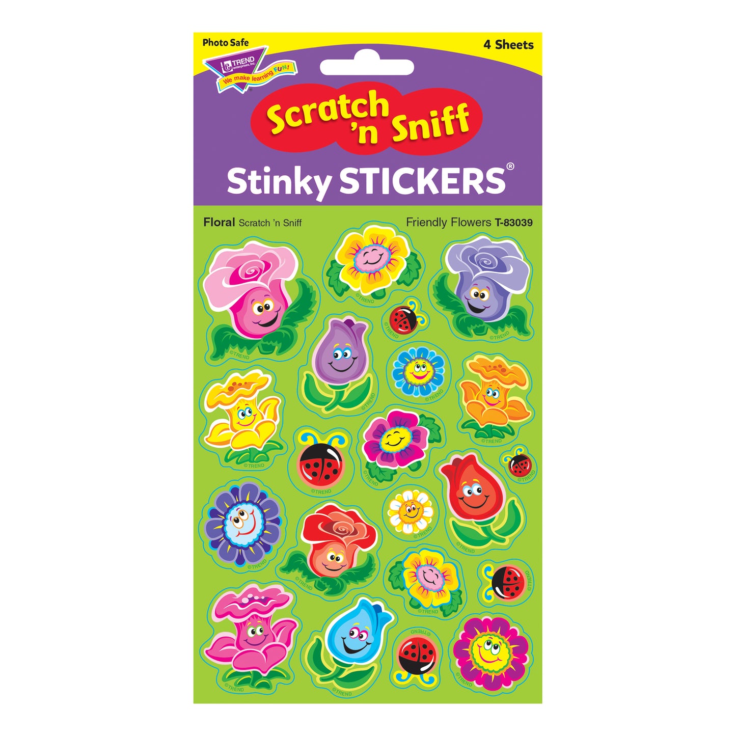 Friendly Flowers/Floral Mixed Shapes Stinky Stickers®, 84 Count