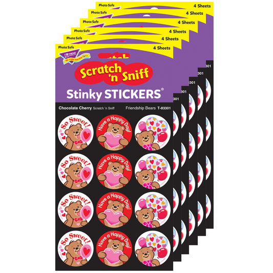 Friendship Bears/Chocolate Cherry Stinky Stickers®, 48 Per Pack, 6 Packs