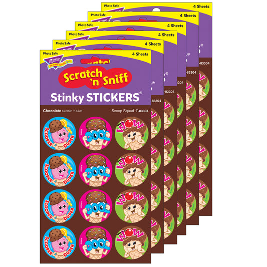 Scoop Squad/Chocolate Stinky Stickers®, 48 Per Pack, 6 Packs