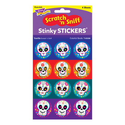 Colorful Skulls/Vanilla Stinky Stickers®, 48 Per Pack, 6 Packs