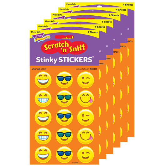 Emoji Cheer/Orange Stinky Stickers®, 60 Per Pack, 6 Packs