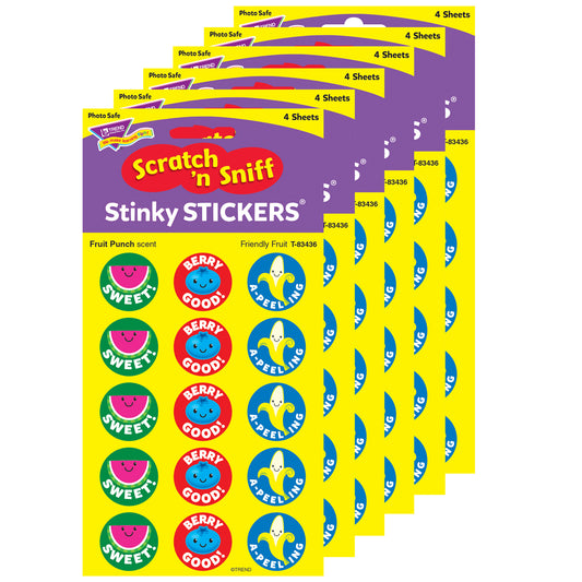 Friendly Fruit/Fruit Punch Stinky Stickers®, 60 Per Pack, 6 Packs