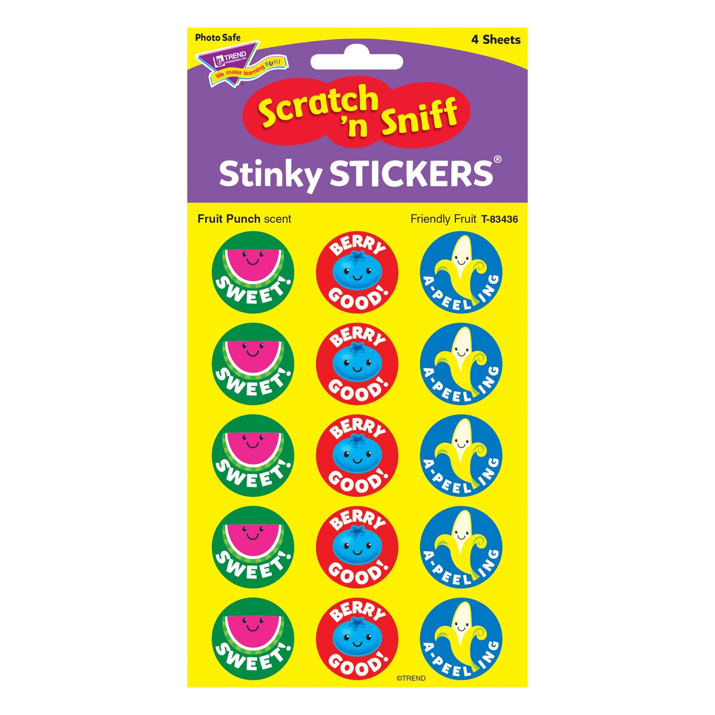 Friendly Fruit/Fruit Punch Stinky Stickers®, 60 Per Pack, 6 Packs