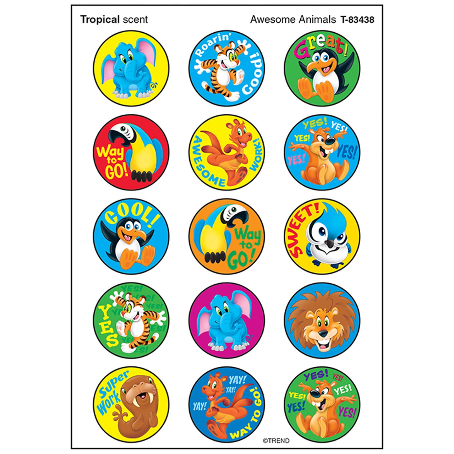 Awesome Animals/Tropical Stinky Stickers®, 60 ct.