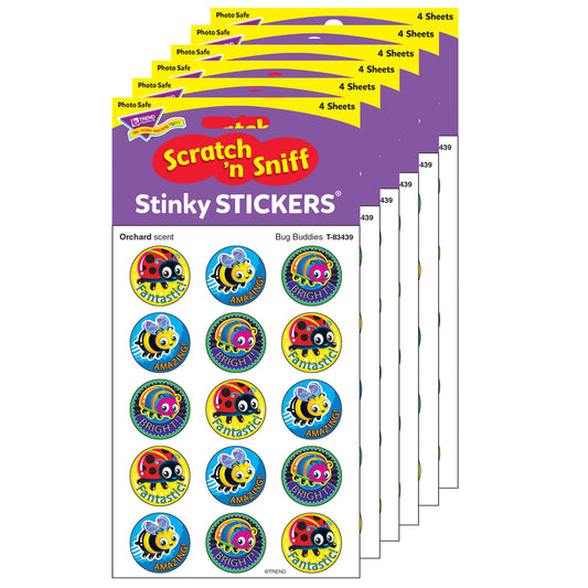 Bug Buddies/Orchard Stinky Stickers®, 60 Per Pack, 6 Packs