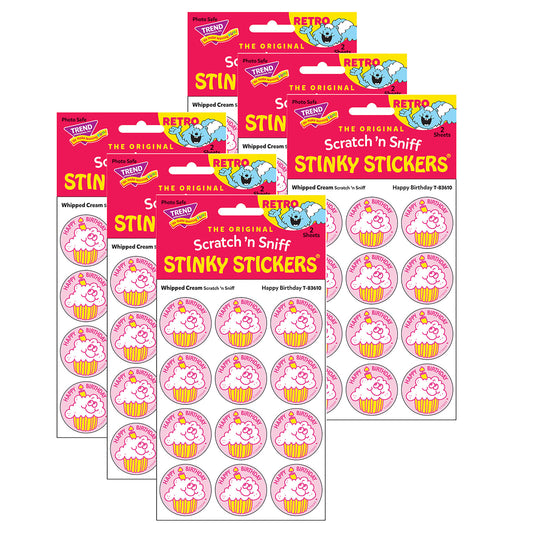 Happy Birthday/Whipped Cream Scented Stickers, 24 Per Pack, 6 Packs