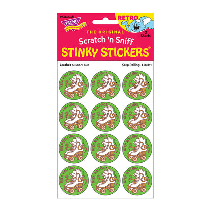 Keep Rolling!/Leather Scented Stickers, 24 Per Pack, 6 Packs