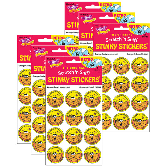 Orange-A-Proud!/Orange Candy Scented Stickers, 24 Per Pack, 6 Packs