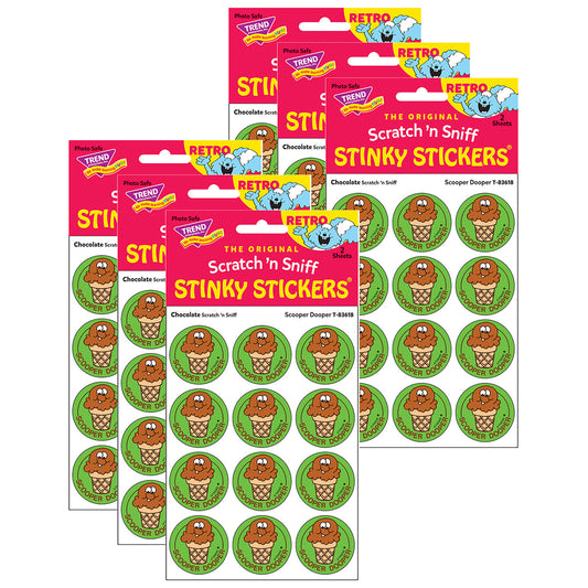 Scooper Dooper/Chocolate Scented Stickers, 24 Per Pack, 6 Packs