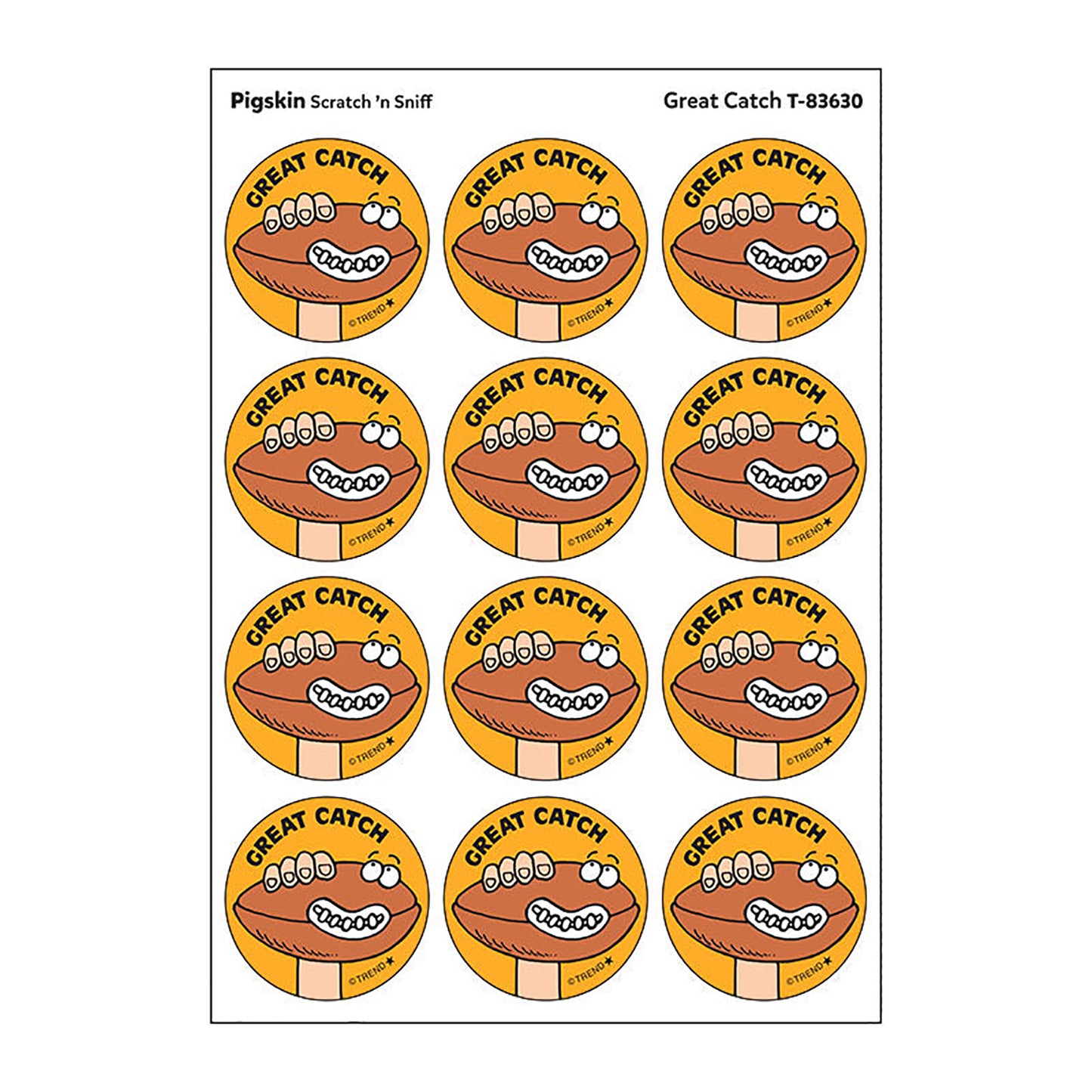 Great Catch/Pigskin Scent Retro Scratch 'n Sniff Stinky Stickers®, 24 Per Pack, 6 Packs