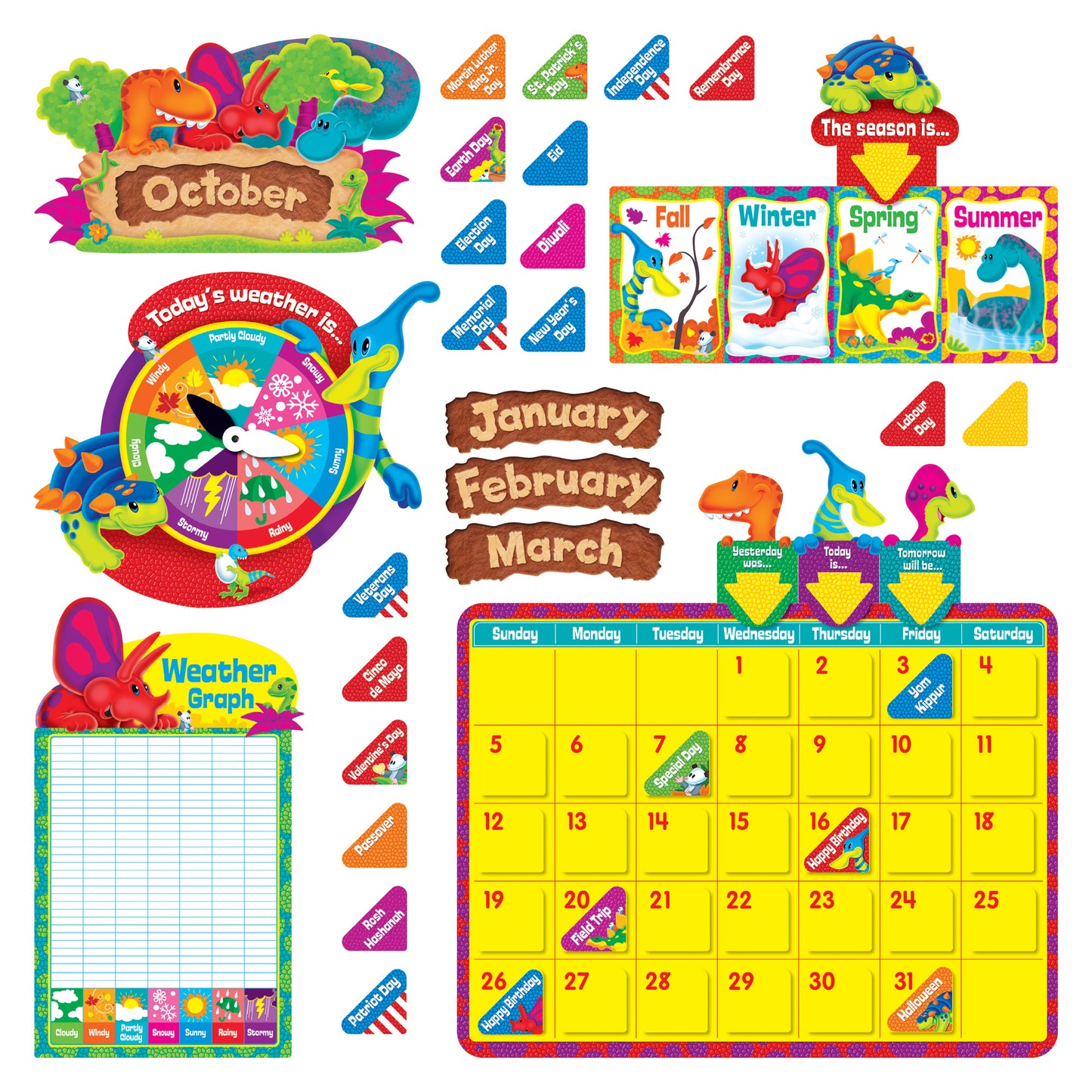 Dino-Mite Pals® Calendar Bulletin Board Set, Pack of 2 Sets