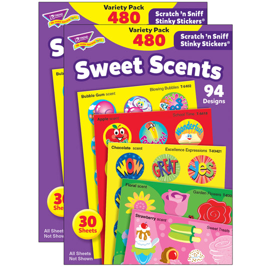 Sweet Scents Stinky Stickers® Variety Pack, 480 Per Pack, 2 Packs