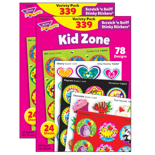 Kid Zone Stinky Stickers® Variety Pack, 339 Count Per Pack, 2 Packs