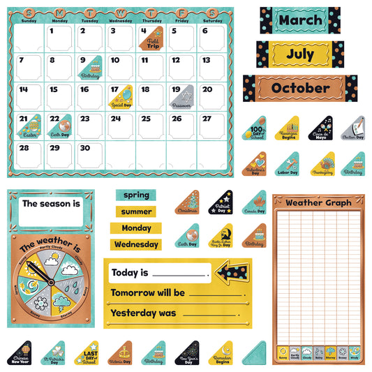 I ♥ Metal Calendar Bulletin Board Set