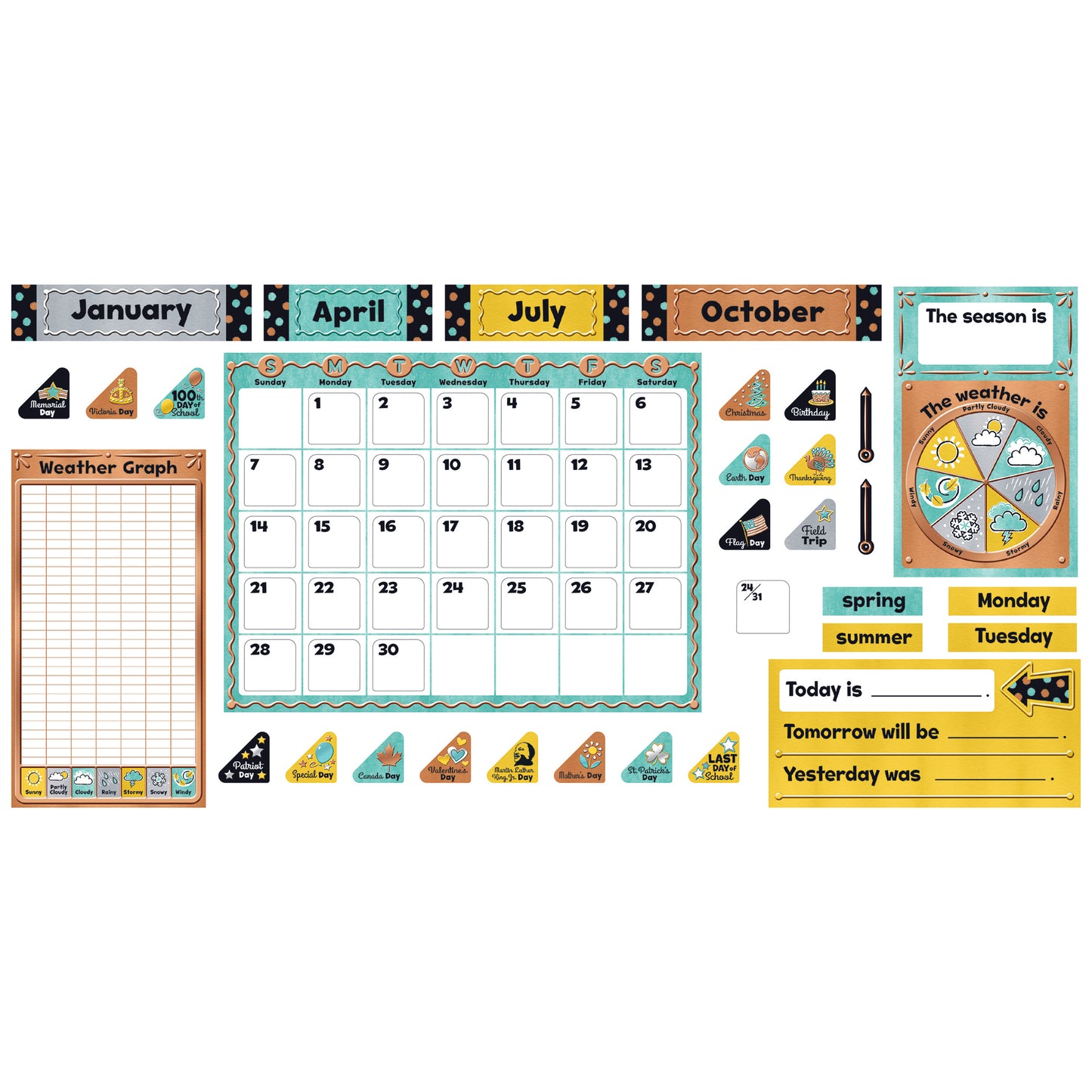 I ♥ Metal Calendar Bulletin Board Set, 2 Sets