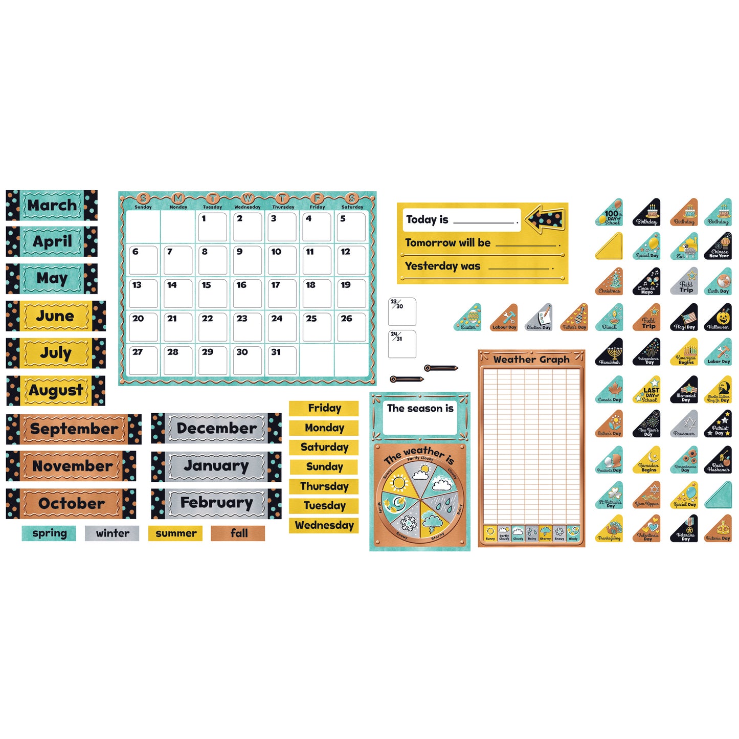 I ♥ Metal Calendar Bulletin Board Set, 2 Sets