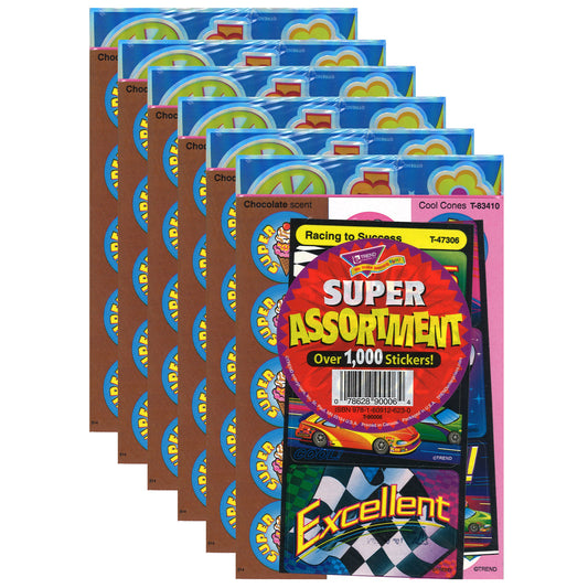 Super Assortment Sticker Pack, 1000 Per Pack, 6 Packs