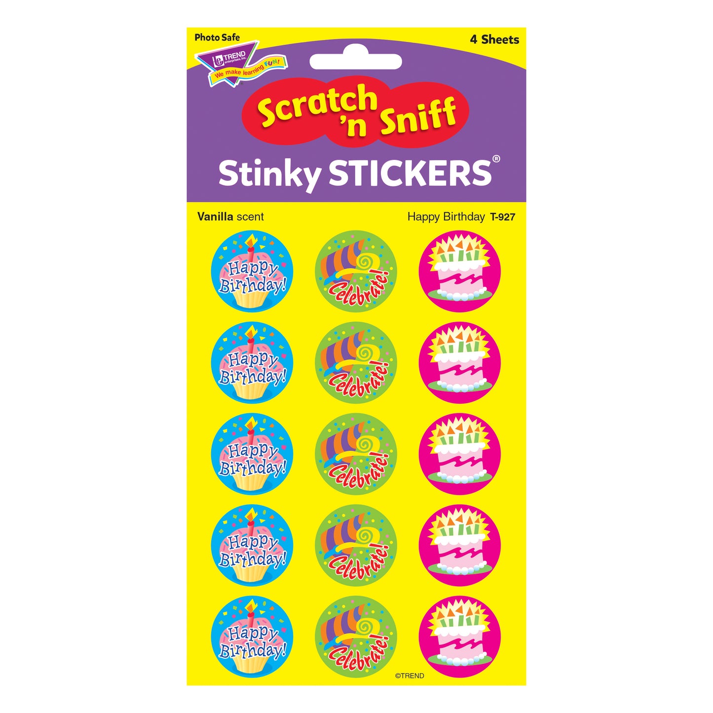 Happy Birthday/Vanilla Stinky Stickers®, 60 ct.