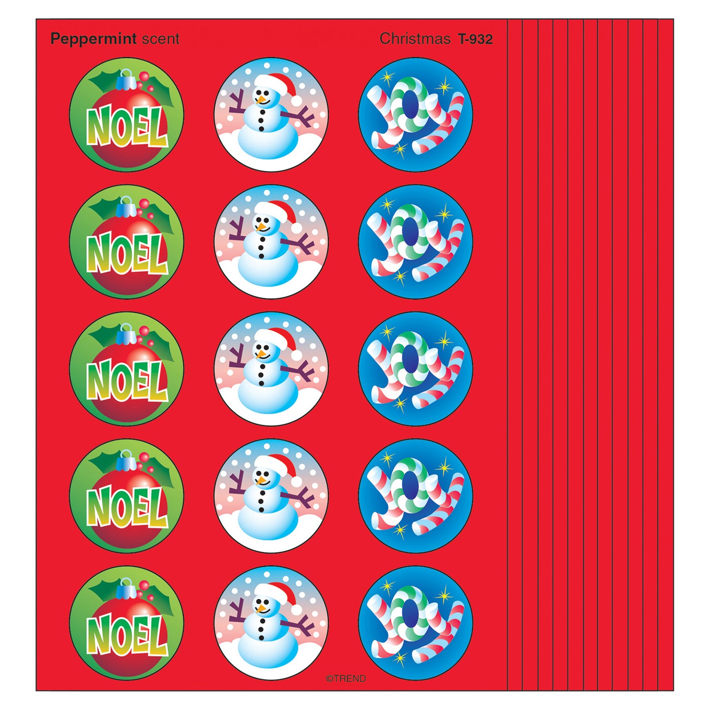 Christmas/Peppermint Stinky Stickers®, 60 Per Pack, 12 Packs