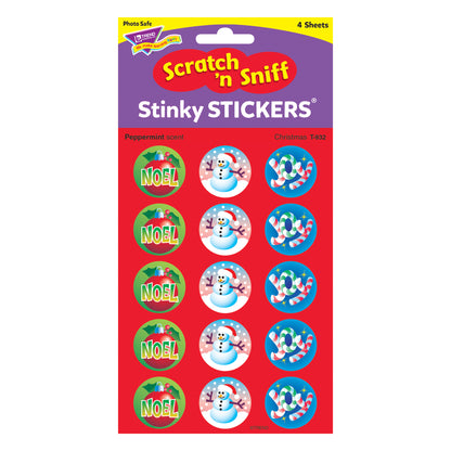 Christmas/Peppermint Stinky Stickers®, 60 Per Pack, 12 Packs