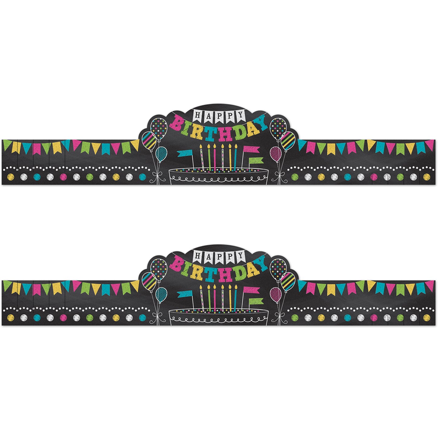 Chalkboard Brights Happy Birthday Crowns, 30 Per Pack, 2 Packs