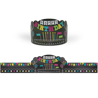 Chalkboard Brights Happy Birthday Crowns, 30 Per Pack, 2 Packs