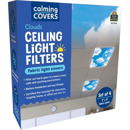 Calming Covers Ceiling Light Filters, 2' x 4', Clouds, Pack of 4