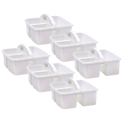 White Plastic Storage Caddy, Pack of 6