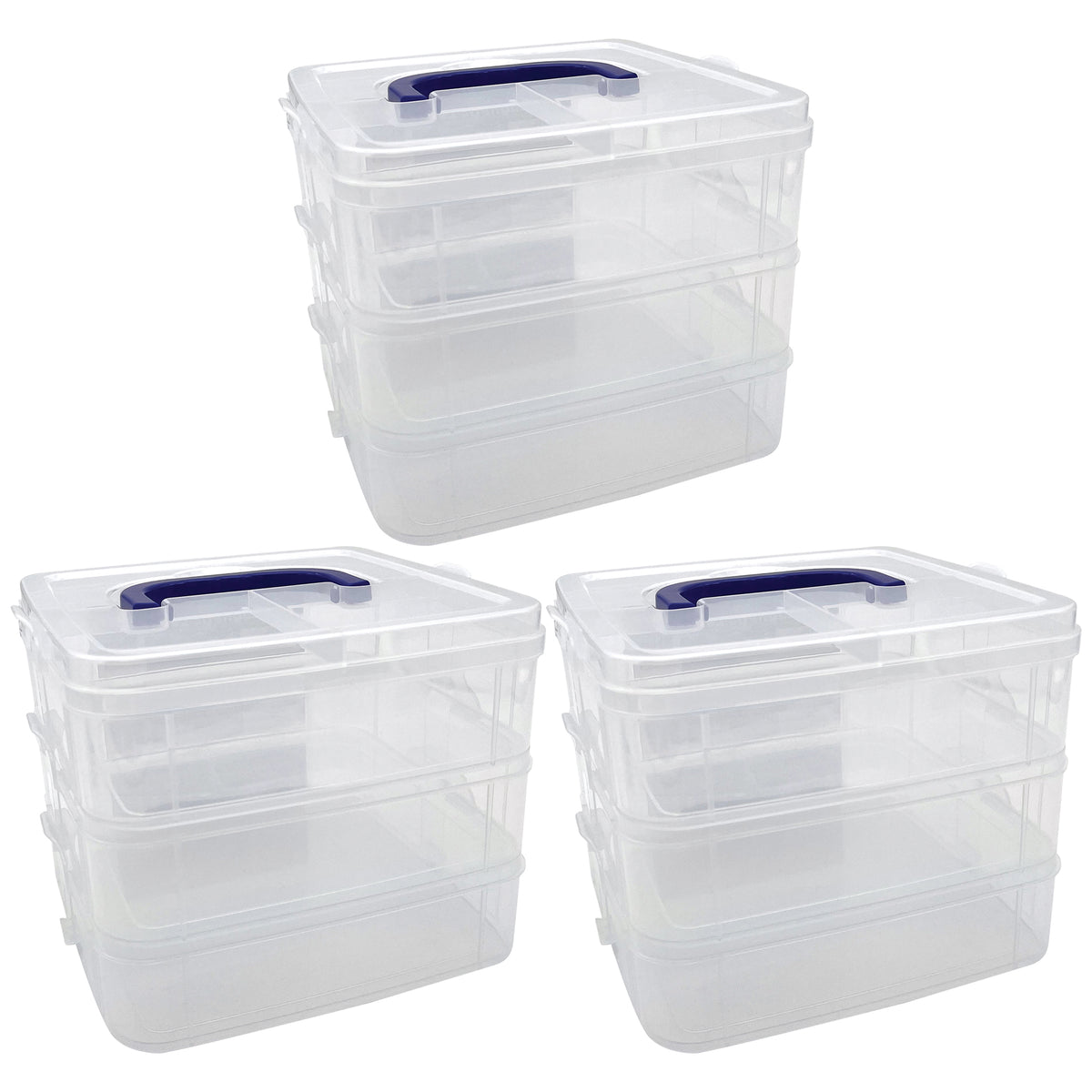 3deep Storage Container Clear Stackable Storage Containers - 3 Tiers - Pack of 3 – Loomini