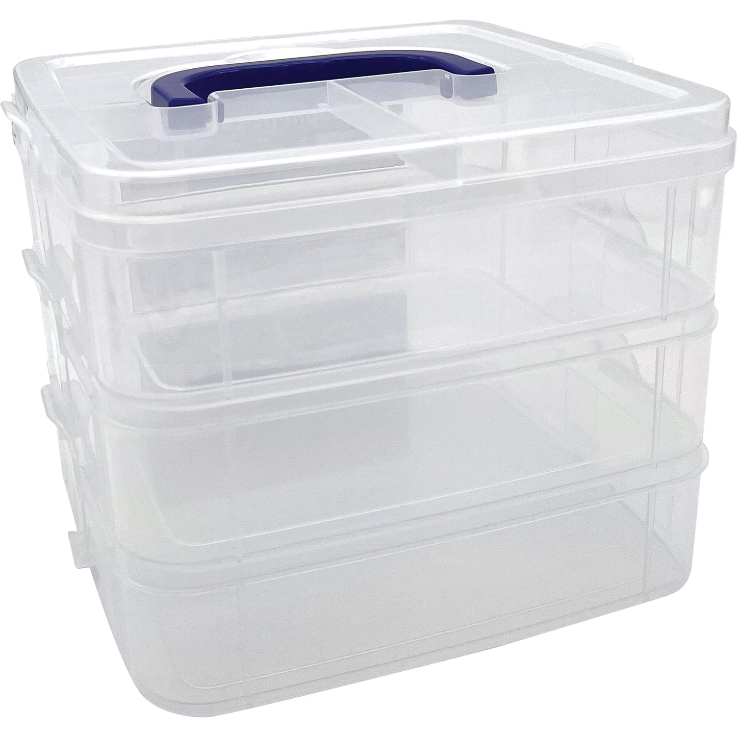 Clear Stackable Storage Containers - 3 Tiers - Pack of 3