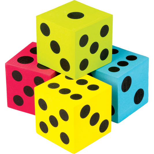 Foam Colorful Jumbo Dice, 2-1/2", Pack of 4