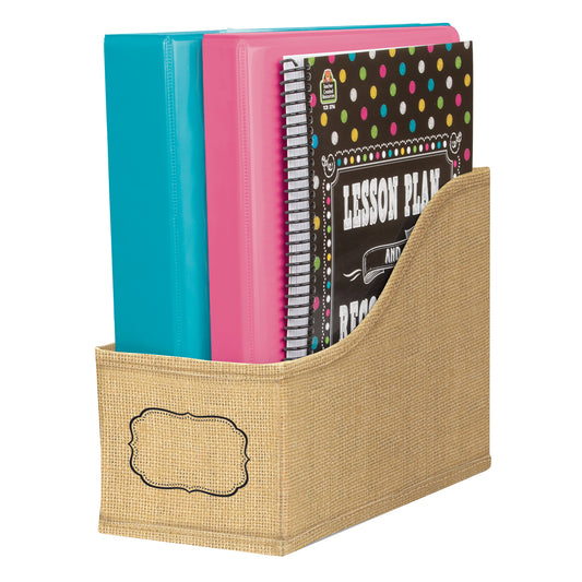 Burlap Design Book Bin