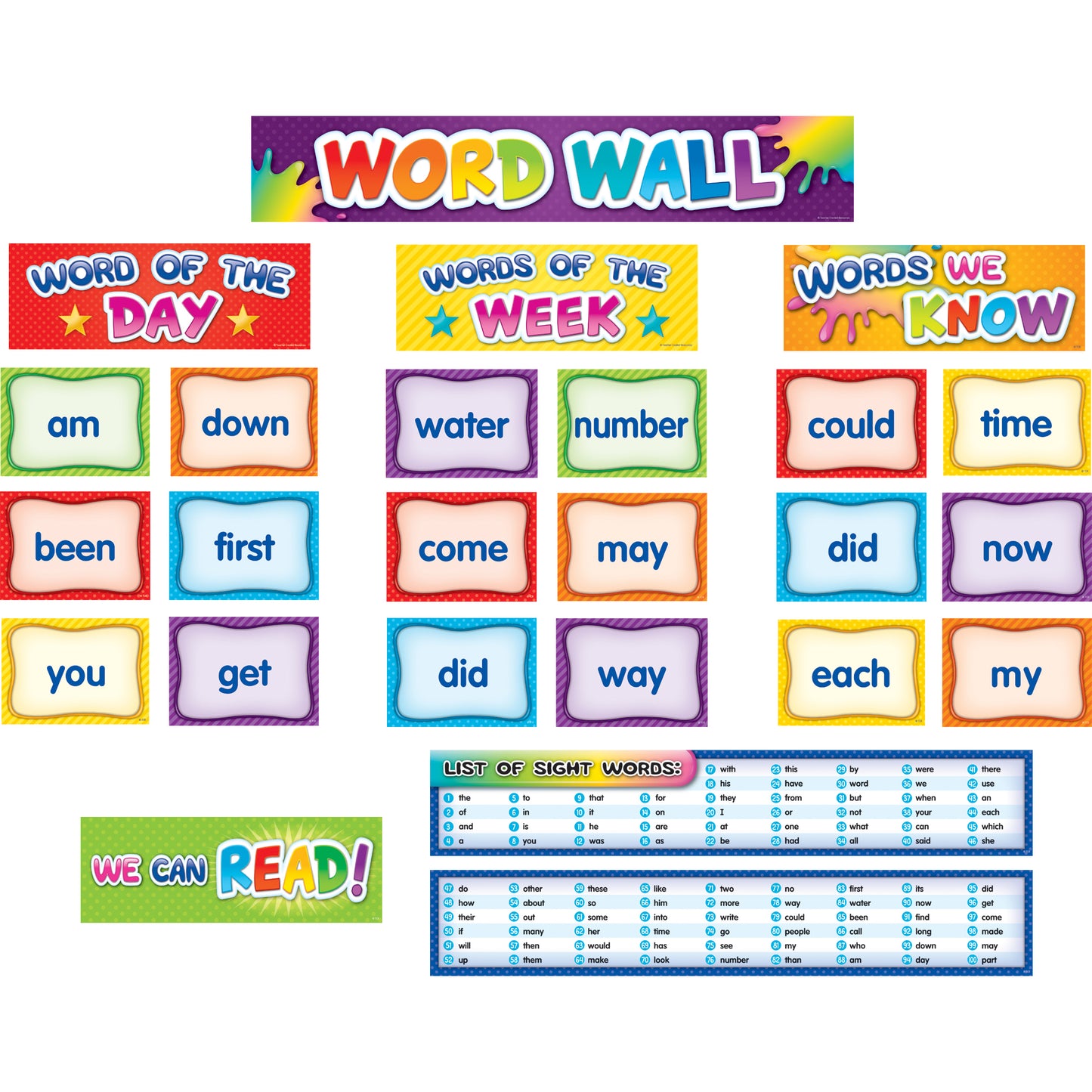 First 100 Sight Words Pocket Chart Cards, 119 Pieces Per Pack, 2 Packs
