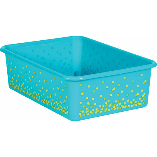 Teal Confetti Large Plastic Storage Bin, Pack of 5