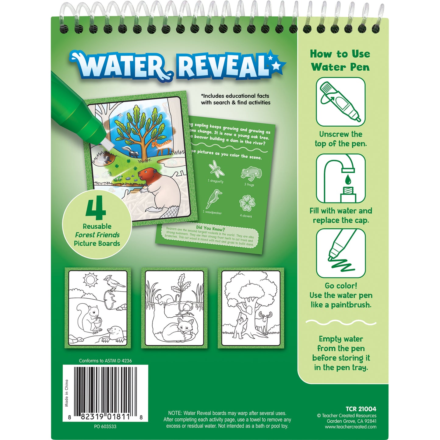 Forest Friends Water Reveal Book, 6 Sets