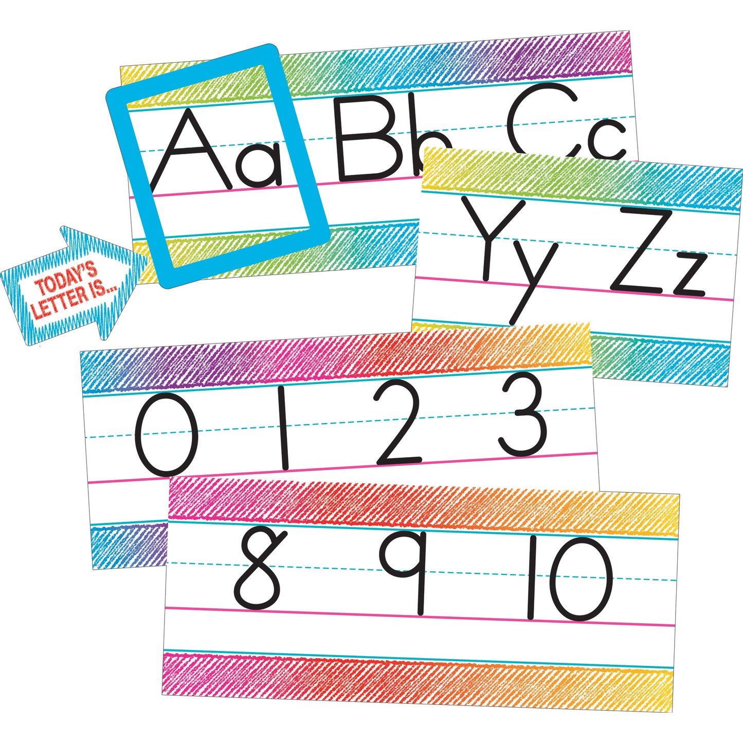 Colorful Scribble Alphabet Line Bulletin Board Set, 2 Sets