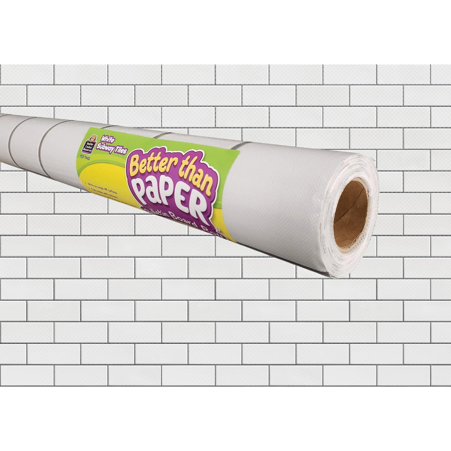 White Subway Tile Better Than Paper Bulletin Board Roll, 4' x 12', Pack of 4