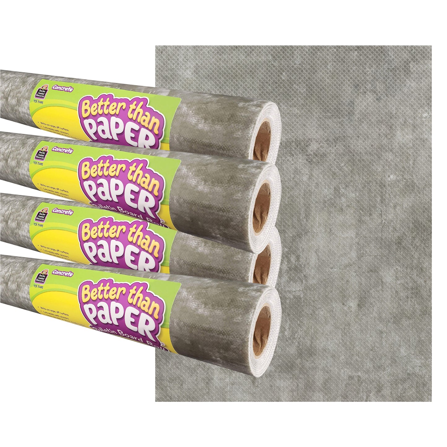 Concrete Better Than Paper Bulletin Board Roll, 4' x 12', Pack of 4