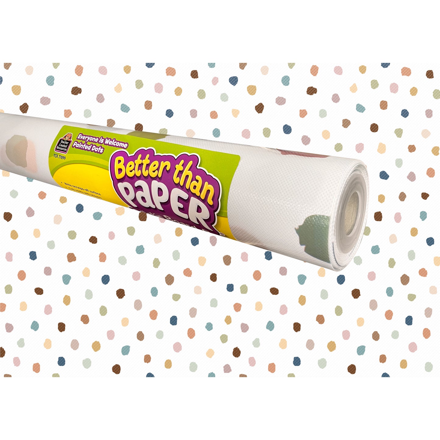 Better Than Paper Bulletin Board Roll, Everyone is Welcome Painted Dots, 4-Pack