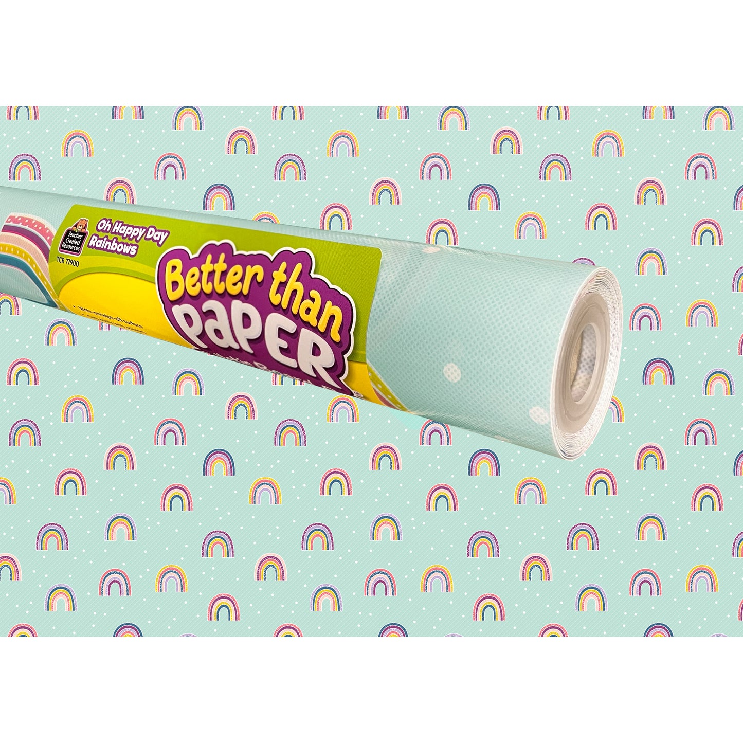 Better Than Paper Bulletin Board Roll, Oh Happy Day Rainbows, 4-Pack