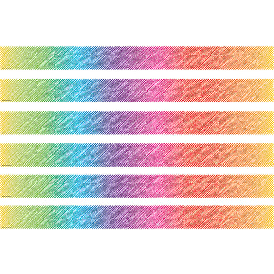 Colorful Scribble Straight Border Trim, 35 Feet Per Pack, 6 Packs