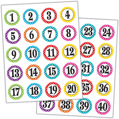 (12 PK) POLKA DOTS NUMBERS STICKERS