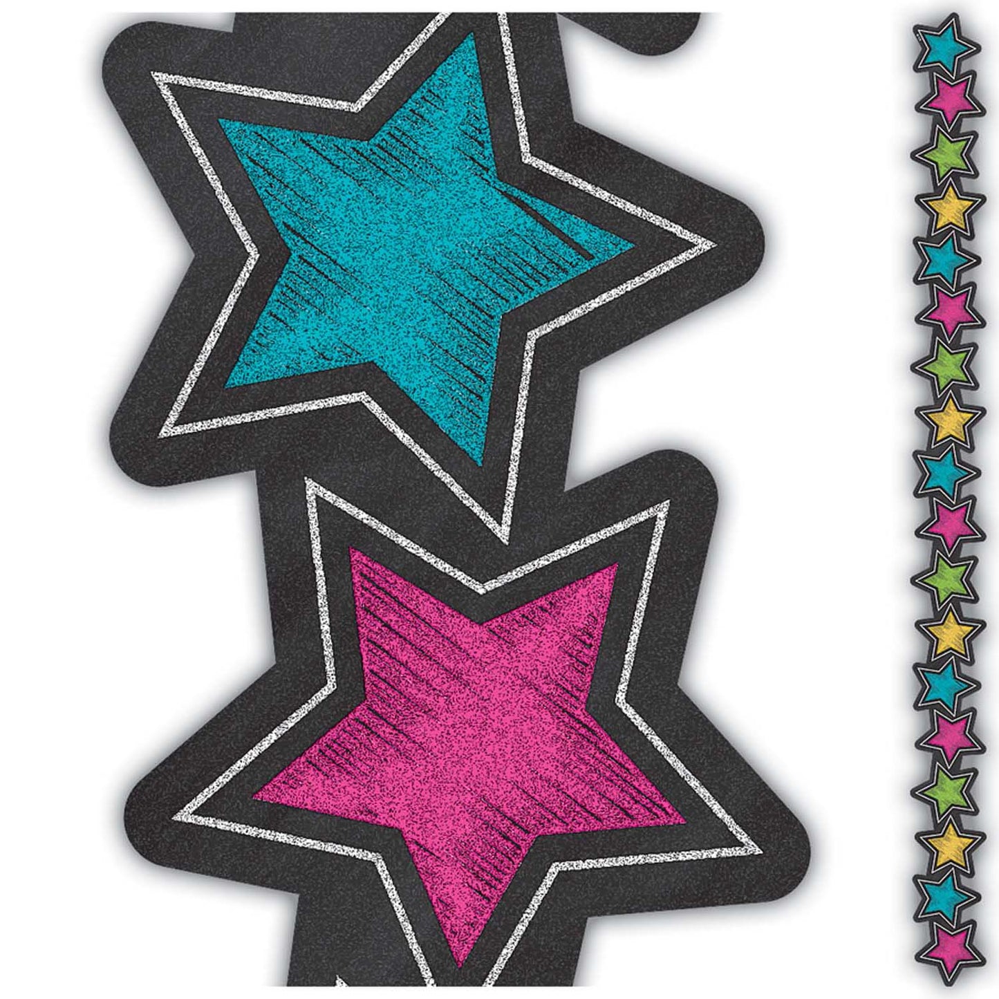 Chalkboard Brights Stars Die-Cut Border Trim, 35 Feet Per Pack, 6 Packs